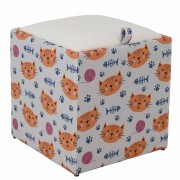 Taburet Box - Print - corp Pisici portocalii/capac imitatie piele diverse culori